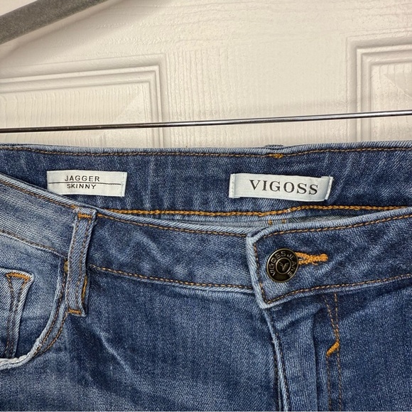 Vigoss Blue Skinny Strech Jeans with Distressed Details Size 16 GUC - Picture 4 of 7